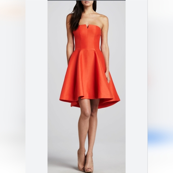 Halston Heritage Dresses & Skirts - ⭕️ PRICE FIRM Halston Heritage Strapless Structured Flared Dress in Coral Size 8